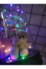LED Light-Up Eternity Rose & Teddy Bear Dome - Romantic Gift