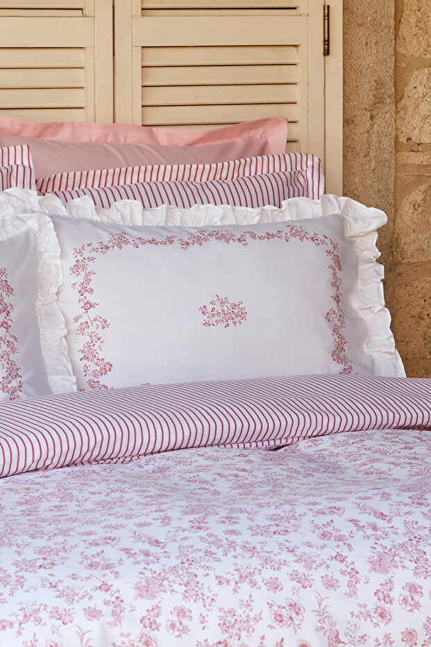 Versay Double Percale Duvet Cover Set - Pink, 100% Cotton