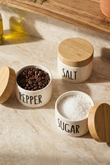 3-Piece Porcelain Spice Jar Set with Bamboo Lids