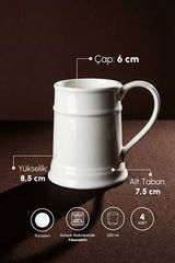 Pure White Porcelain Tankard Mug Set - 4 x 230ml