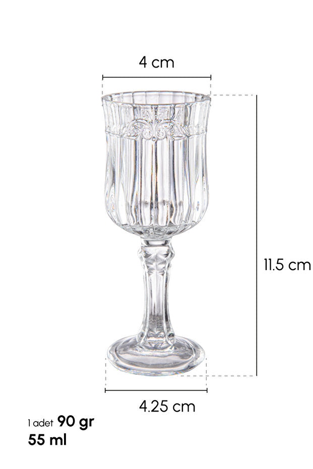 Elegant 55ml Lace Design Coffee Goblets - Set of 6