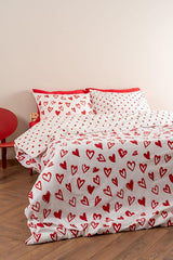 Lover Single Duvet Cover Set - 100% Cotton Hearts