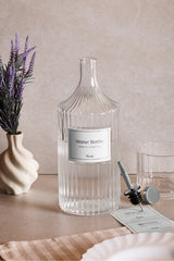 1000ml Ribbed Glass Water Bottle with Silver Cap