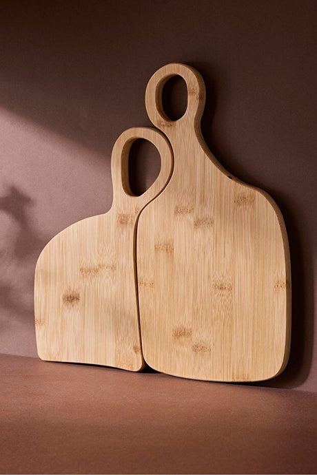 Bamboo Cutting & Serving Board Set - 2 Piece with Ergonomic Handles
