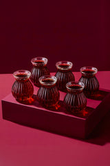 Elegant Ribbed Tea Glass Set - 6 Pieces, 200ml Capacity