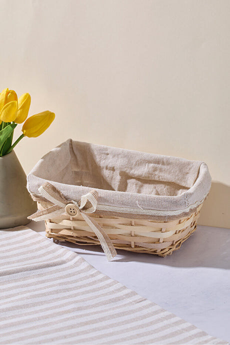 Woven Rectangular Bread Basket - 22x15x9 cm