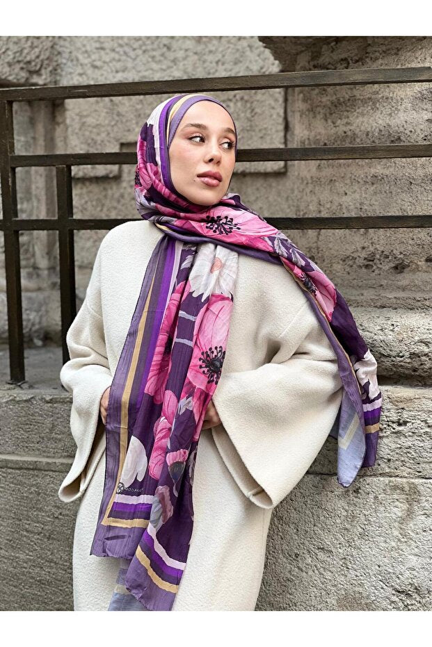 Bamboo Shawl - Vibrant Daisy Floral Design