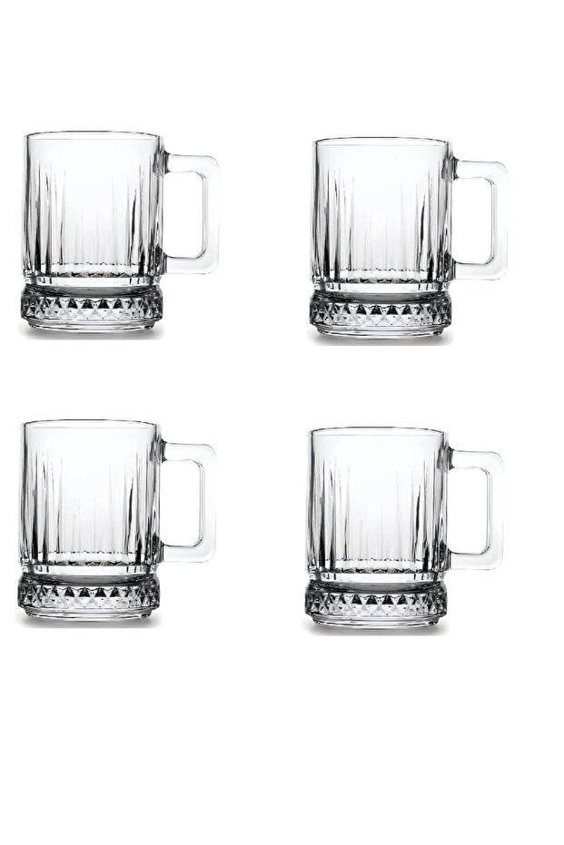 Pasabahce Professional Elysia Handled Turkish Tea Glasses - 4-Pack (250ml)