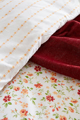 Cecile Double Floral Cotton Duvet Cover & Blanket Set