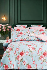 Double Cotton Floral Duvet Cover Set - Reversible Design