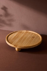 25 cm Round Bamboo Serving Tray with Feet - Elegant Presentation