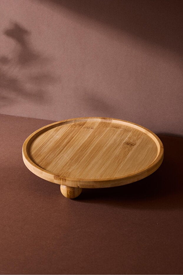 25 cm Round Bamboo Serving Tray with Feet - Elegant Presentation