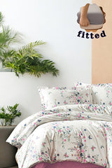 Double Floral Duvet Cover Set with Fitted Sheet