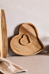 Heart-Shaped Acacia Wood Serving Dish - 20x20 cm Nut Bowl