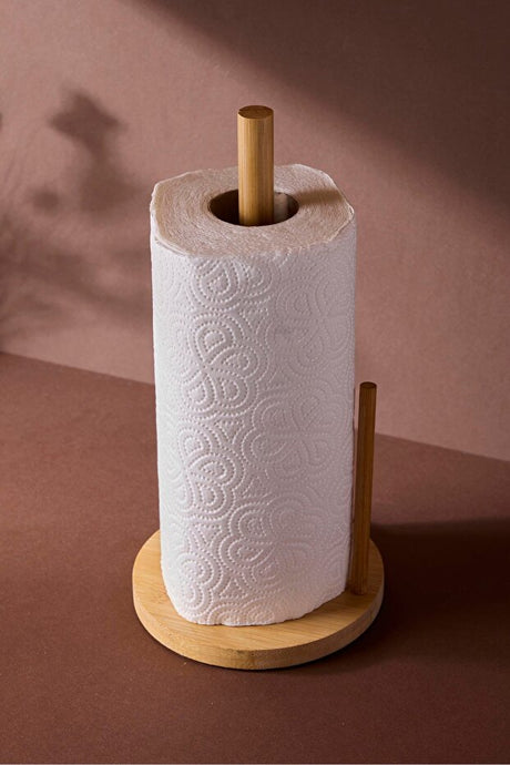 Bamboo Round Paper Towel Holder - 14 cm Ergonomic Design