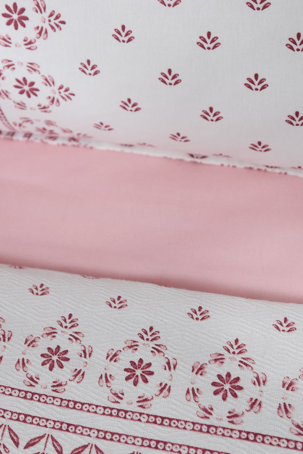 Della Powder Double 100% Cotton Pique Bedding Set