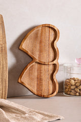 Acacia Heart-Shaped Serving Plate - Dual Compartment 25x14 cm