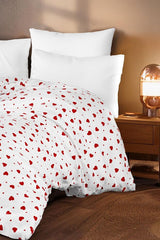 Heart Pattern Single Duvet Cover - 160x220 cm, Soft & Durable