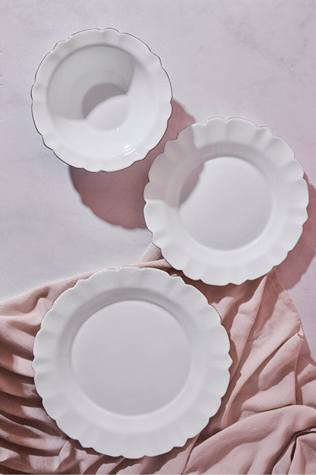 Scalloped Opal Dinner Set - 18 Pieces for 6 Persons