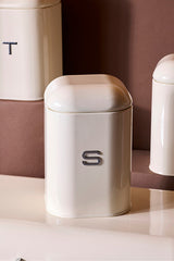 Retro Cream Bread Box & 3 Storage Jars Set for Kitchen