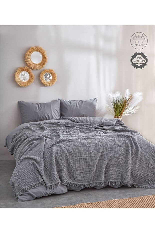 4-Layer Muslin 100% Cotton Blanket - Breathable 200x220 cm