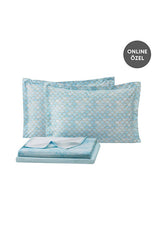 Aquamarine Single Pique Set - Turquoise 3-Piece Bedding