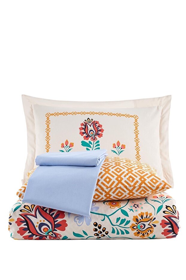 Regina 100% Cotton Single Duvet Cover Set - Artistic Floral