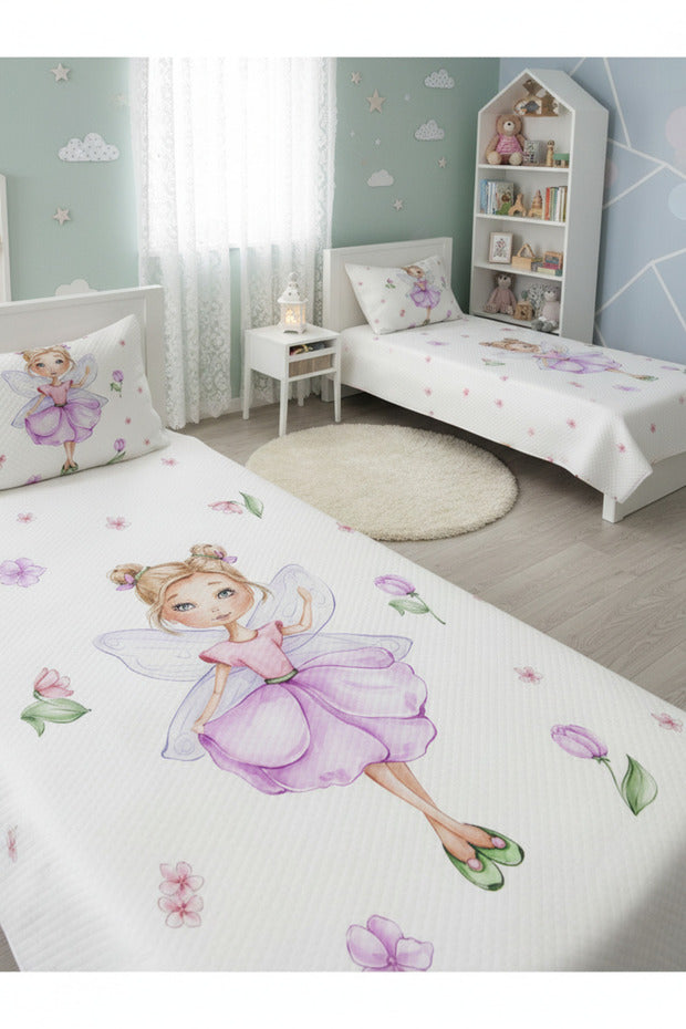 Princess Fairy Single Quilt Set - Soft Cotton-Polyester Blend