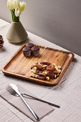 Acacia Wood Serving Tray - 25x25 cm Natural & Versatile