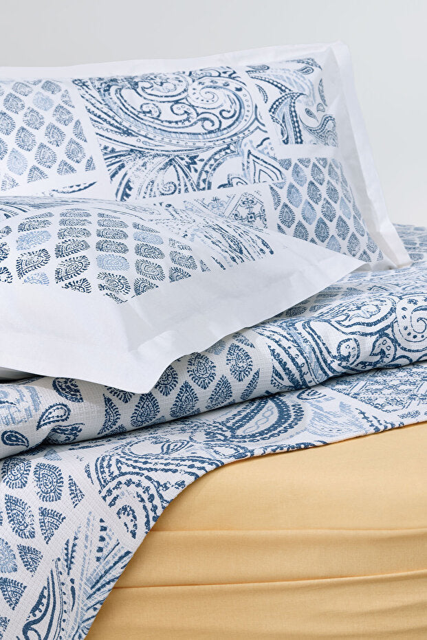Merida Double 100% Cotton Pique Bedding Set - Blue