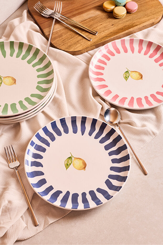 Lemon-Themed Dessert Plates - Set of 6 (21 cm)