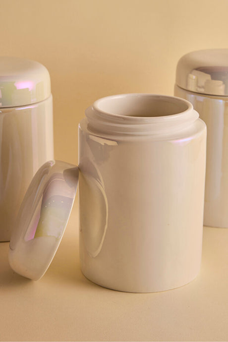 3-Piece Luster Porcelain Storage Jars with Ergonomic Lids