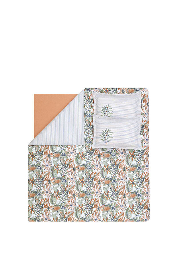Amy Double Ranforce Bettbezug-Set – 100 % Baumwolle mit tropischem Muster