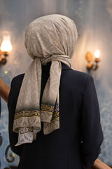 Luxury Medina Silk Shawl - Gold Baroque Pattern