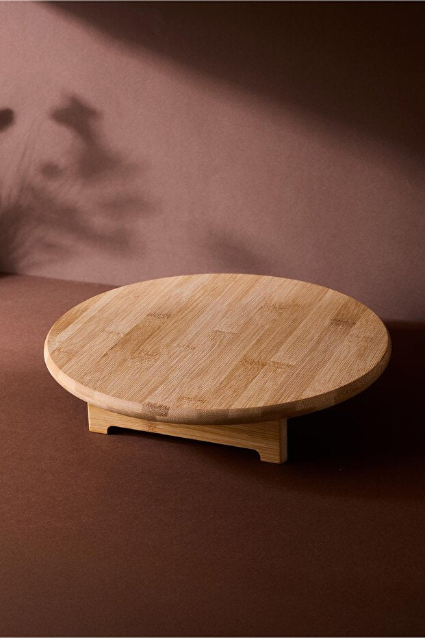 30 cm Round Bamboo Serving Stand - Ergonomic & Decorative