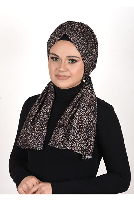 Leopard Print Stretchy Sandy Fabric Ready-to-Wear Headscarf