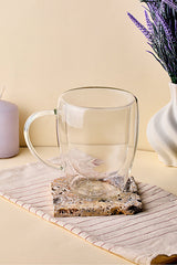 Double Wall Glass Mug - 350ml Insulated for Hot & Cold Drinks