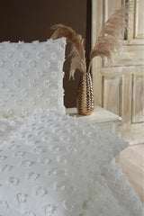 Konik Double Bed Quilt Set - 3 Piece Cotton Textured White