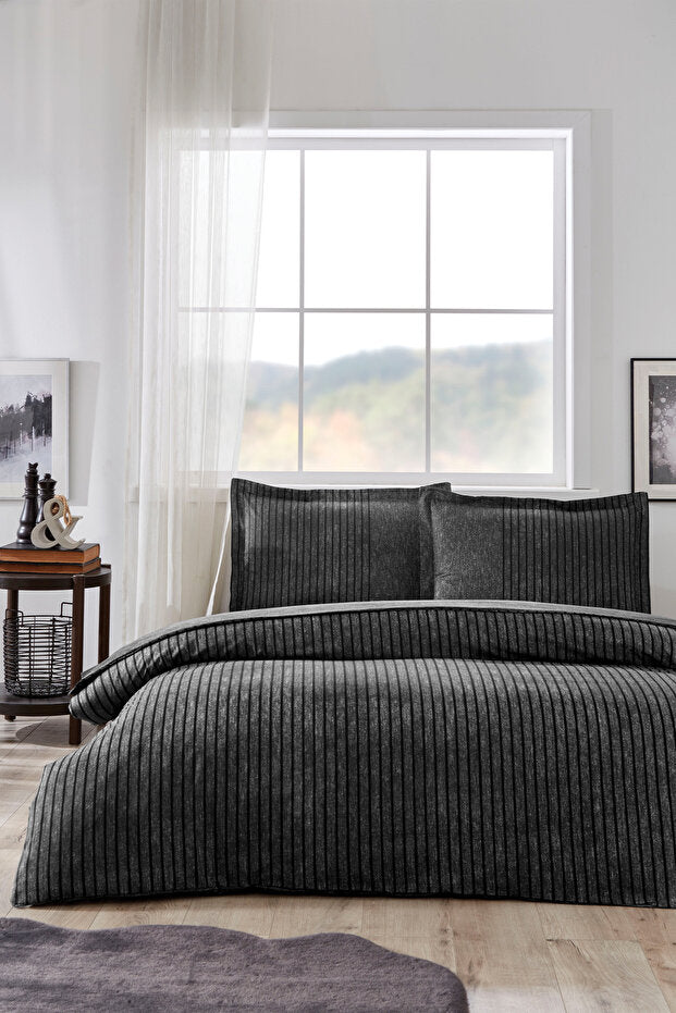 Noir Double Duvet Cover Set - 100% Cotton, 200x220 cm