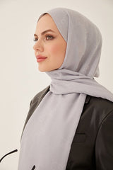 Women's Silky Cotton G Pattern Jacquard Shawl - Silver