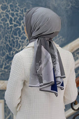 Women's Luxury Medina Silk Shawl - Grey Indigo