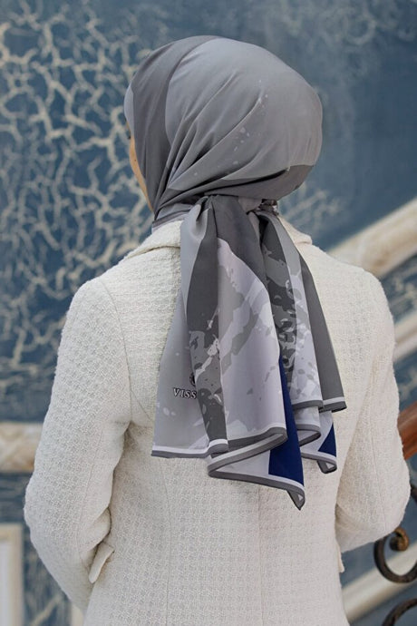 Women's Luxury Medina Silk Shawl - Grey Indigo