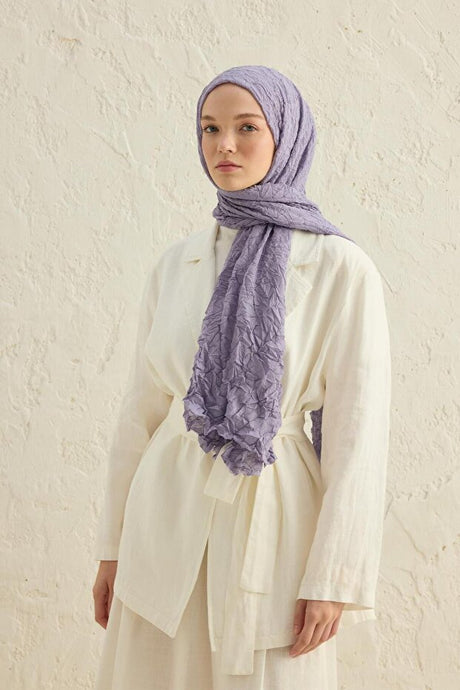 Lavender Voile Crinkle Scarf, Iron-Free