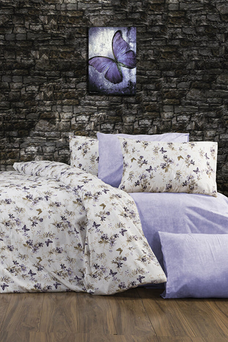 Double Duvet Cover Set - 4-Piece Cotton Blend with Fitted Sheet