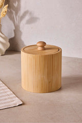 Natural Bamboo Spice Jar with Lid - 10x12 cm Kitchen Storage Container