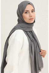 Dark Grey Bamboo Crushed Shawl - Lightweight & Soft