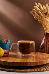 Double Walled Glass Mug - 200ml Insulated Cup