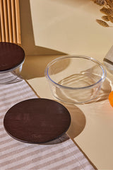 Round Glass Food Storage Container - 640ml Wood Lid