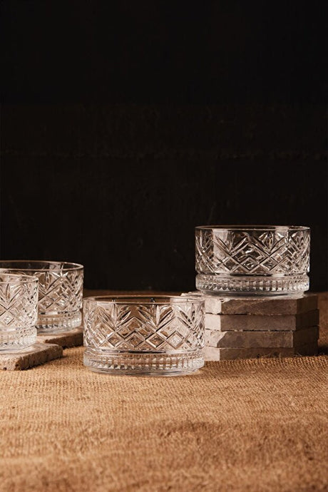 Elegant Cut Glass Dessert Bowls - Set of 4 (220ml)