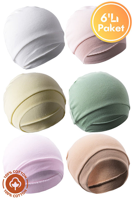 Newborn Organic Cotton Baby Beanie Set - 6-Pack